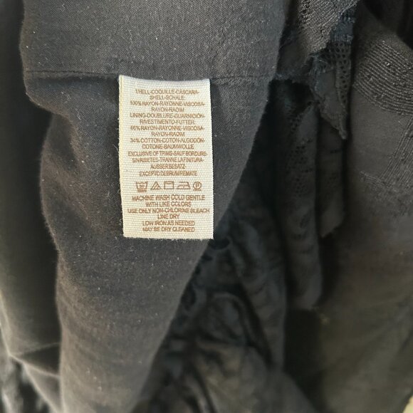 Free People Lace Dress Black Flare Sleeve Deep V Boho Open Back Gothcore SZM - Picture 10 of 11